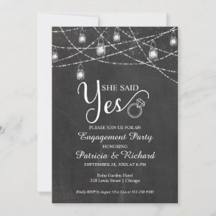 Faire-part Elle A Dit Oui Rustique Engagement Party Invitatio