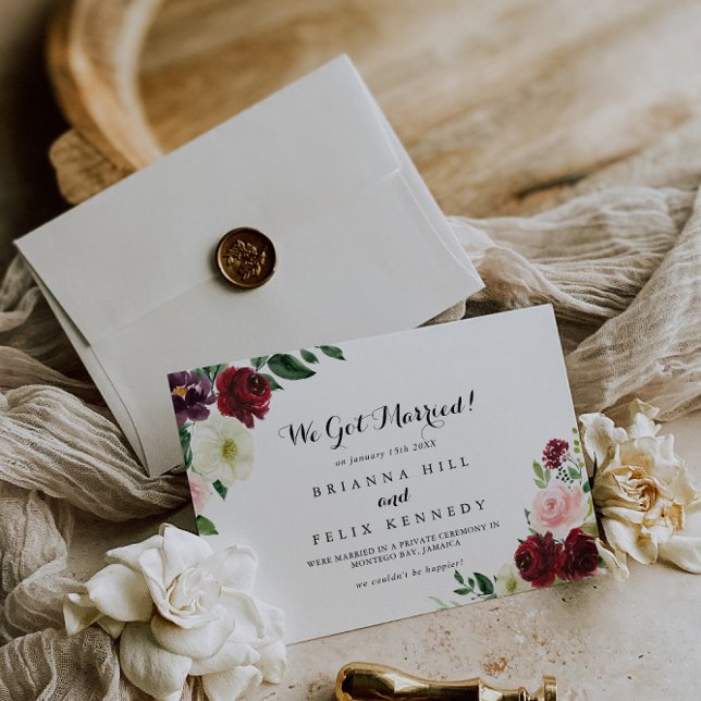Faire-part Elopement de calligraphie florale de printemps ros (Créateur téléchargé)