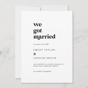 Faire-part Elopement de la typographie noire moder