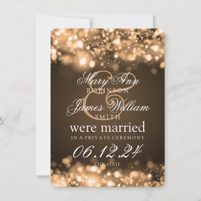 Faire-part Elopement de mariage éclat l'or (Devant)