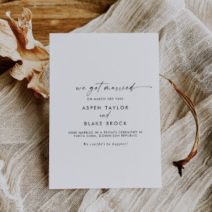 Faire-part Elopement de script moderne