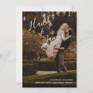 Faire-part Elopement Mariage photo de script manuscrit modern