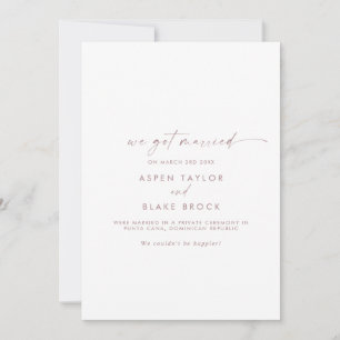 Faire-part Elopement Rose Gold Script moderne