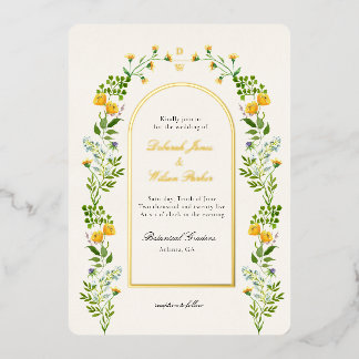 Faire-part en feuille d'aluminium avec fleurs en m