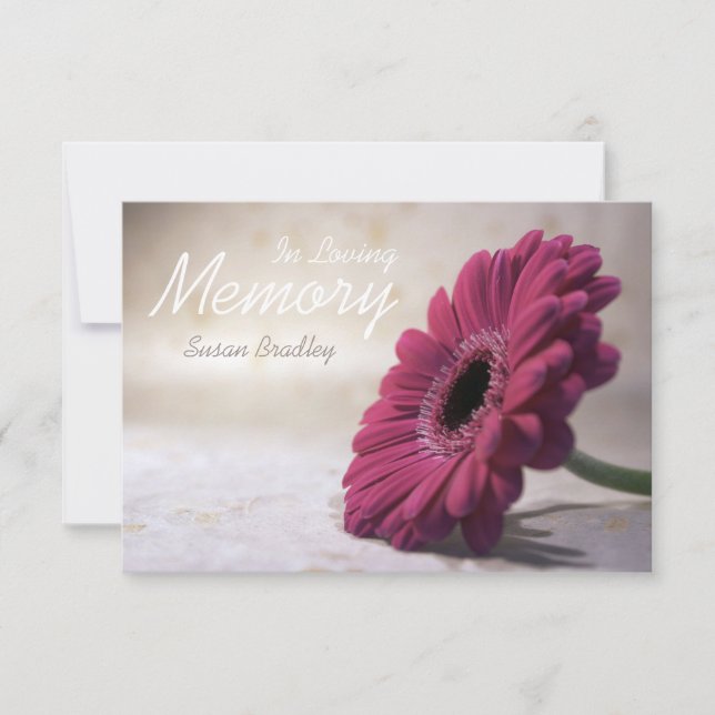 Faire-part En Mémoire Amoureuse Service Floral Memorial (Devant)