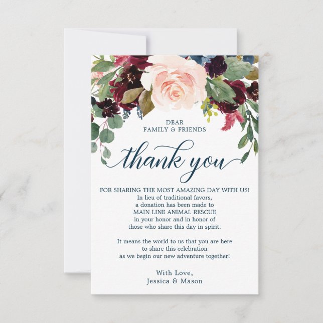 Faire-part En remplacement de Faveurs Merci Place Card Bourgo (Devant)