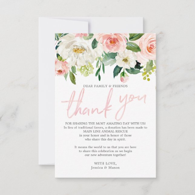 Faire-part En remplacement de Favors Merci Place Card Floral (Devant)