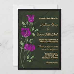 Faire-part en verre coloré Roses gothiques