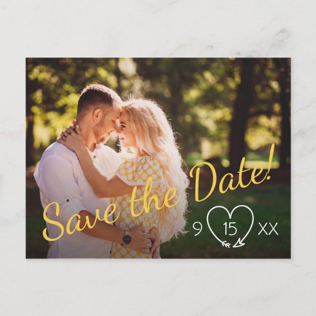 Faire-part Enregistrer la carte postale Date en jaune et gris (Devant)