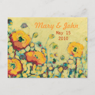 Faire-part Enregistrer la carte postale Date Jaune & Pavot or