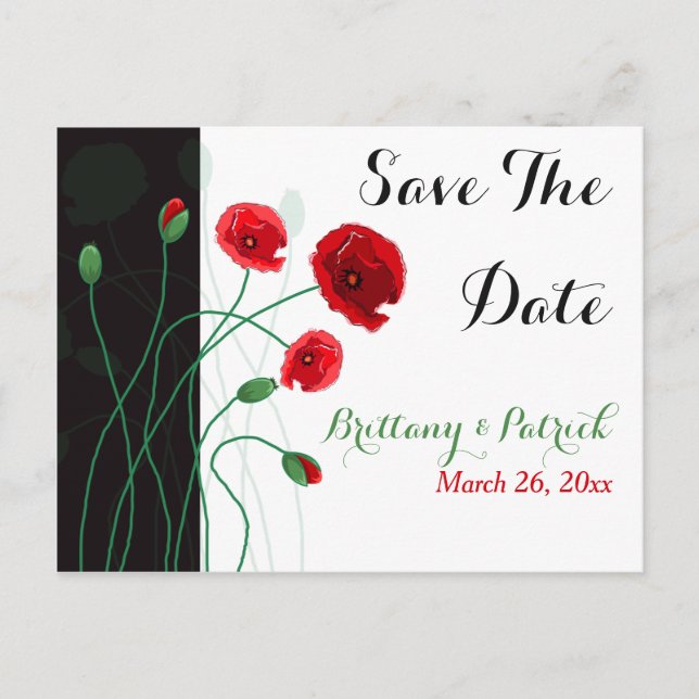 Faire-part Enregistrer La Carte Postale Date | Poppies rouges (Devant)