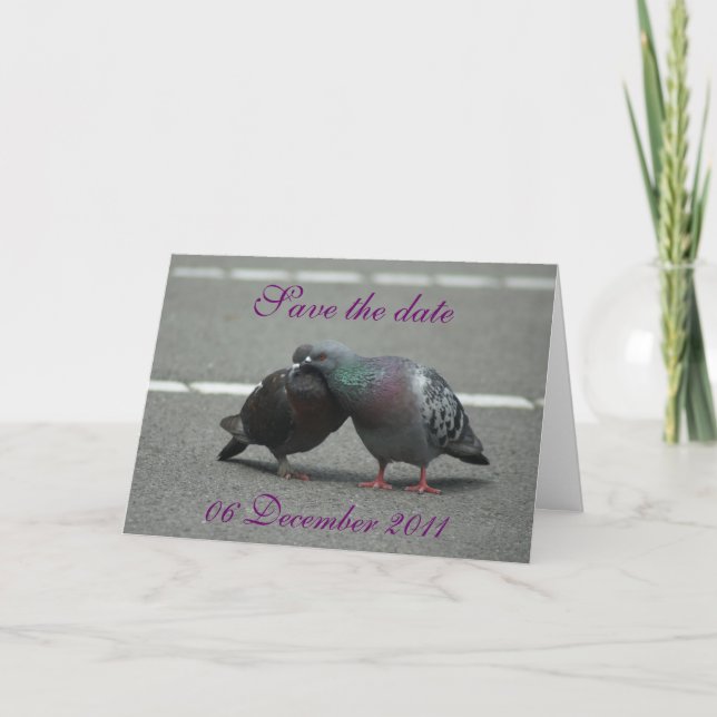 Faire-part enregistrer la date avec les pigeons (Devant)