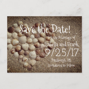 Faire-part Enregistrer La Date Carte Postale - Plage / Coques