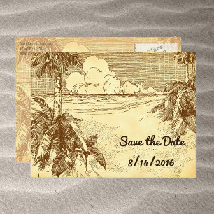 Faire-part Enregistrer la date Carte postale Vintage plage pe
