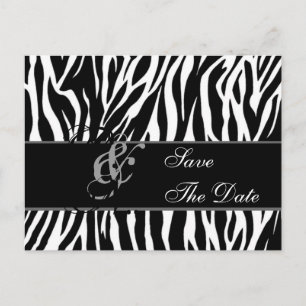Faire-part Enregistrer la date carte postale Zebra Black Whit