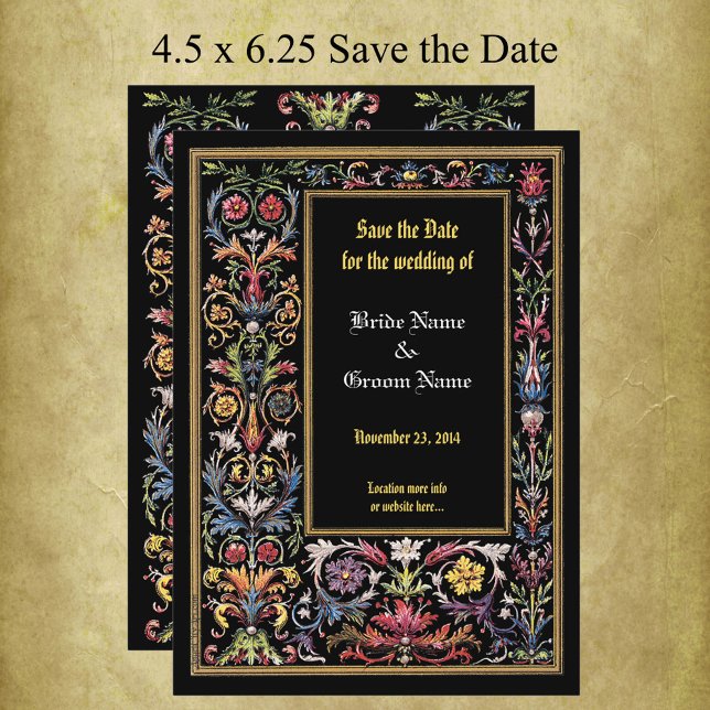 Faire-part Enregistrer la date Floral Illuminé Médiéval modif (Créateur téléchargé)