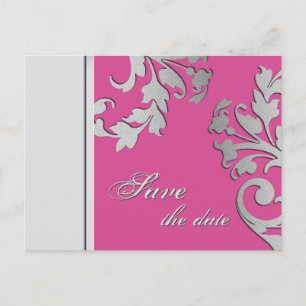 Faire-part Enregistrer la date Mariage carte postale Fuchsia 