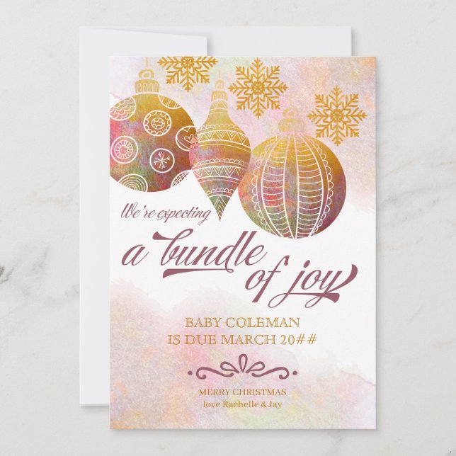 Faire-part Ensemble de joies Photo de Noël Ornements Grossess (Devant)
