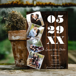 Faire-Part Épais Rustique avec Quatre Photos