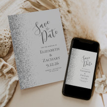Épargnez la date moderne gris pâle argenté paillet
