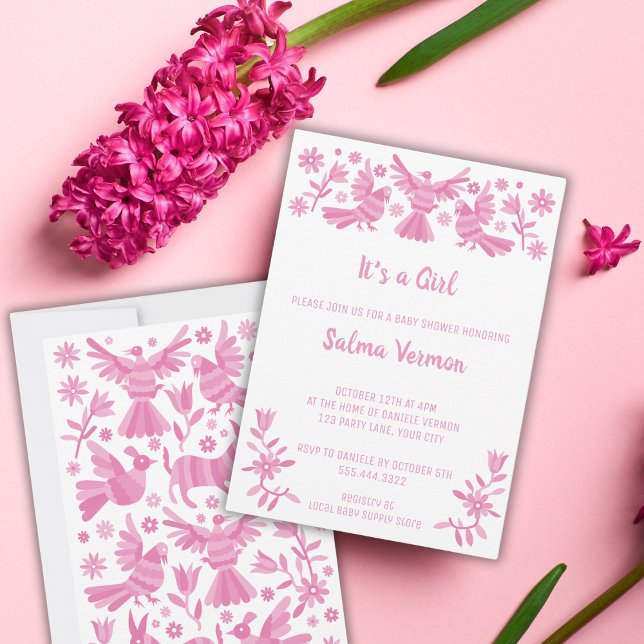 Faire-part Es una invitación rosa otomí Chica (Créateur téléchargé)