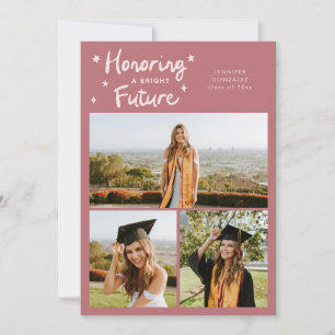 Faire-part Étoiles de brillant avenir Multi Photo Rose Grad