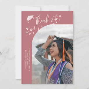 Faire-part Étoiles Merci Drôle Photo de Diplômé Rose
