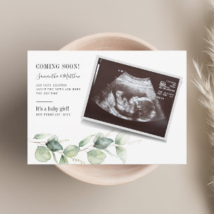 Faire-part Éucalyptus Grossesse Bébé Révéler Sonogramme