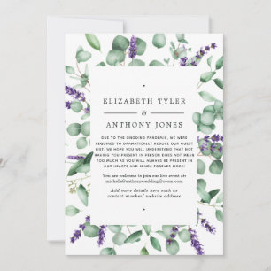 Faire-part Eucalyptus Lavender Green Reduce Mariage Invité