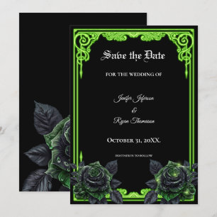 Faire-part Événement de mariage gothique à l'éclat vert sorci