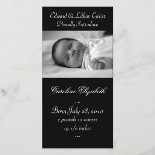 Faire-part Faire annonce de naissance de bébé en noir et blan