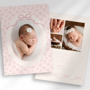 Faire-part Faire Annonce de Naissance Florale Coquette Photo