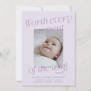 Faire-part Faire Attendre Lilac Photo Annonce de Naissance Mo