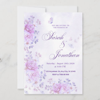 Faire-part 💐Faire-part de mariage floral romantique violet