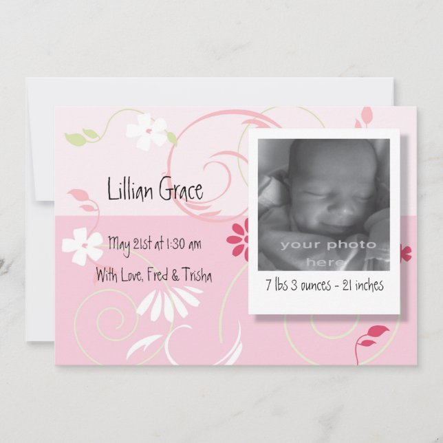Faire-part Faire part de naissance Bébé Fille (Devant)