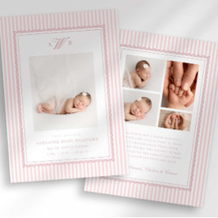 Faire-part Faire part de naissance photo monogramme rayures p