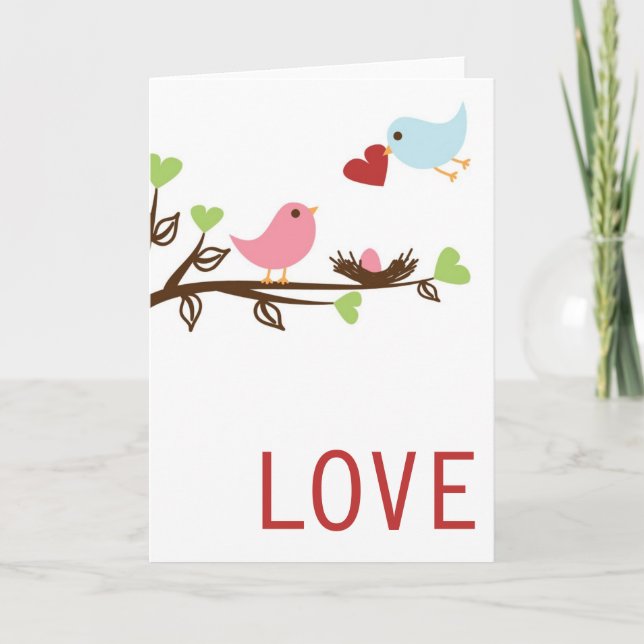 Faire-part Famille d'oiseau avec le coeur (Devant)