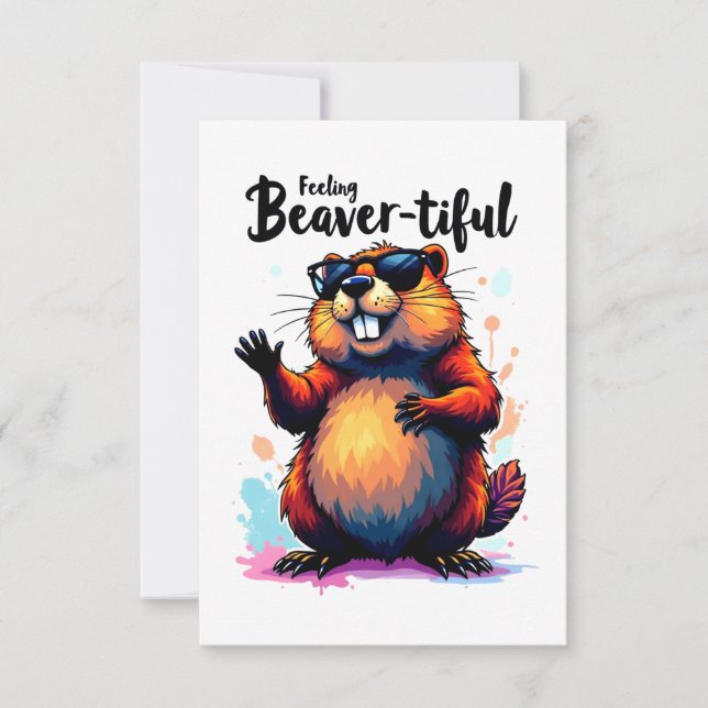 Faire-part Feeling Beaver-tiful - Funny Beaver Graphic (Devant)