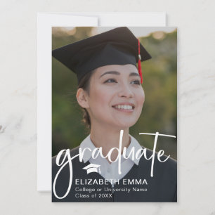 Faire-part Félicitations au diplômé de style manuscrit tendan