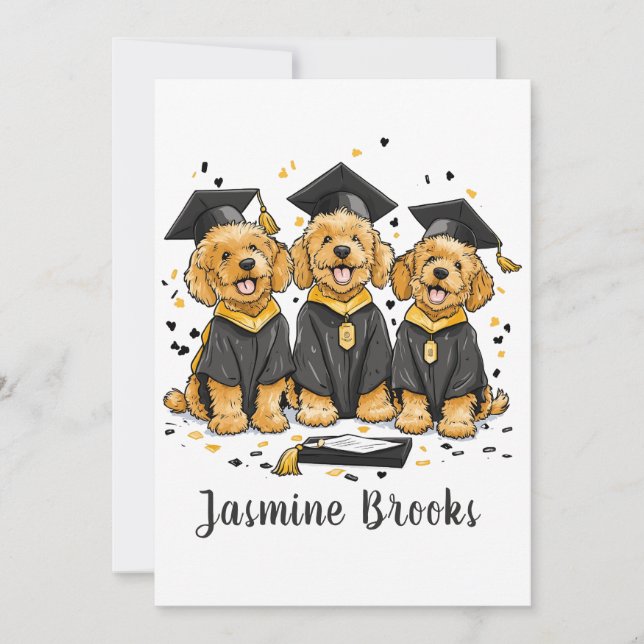 Faire-part Félicitations Graduation Goldendoodle Dogs (Devant)