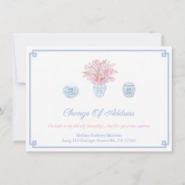 Faire-part Feminine Rose Et Bleu Changement D'Adresse Divorce