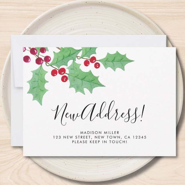 Faire-part Festive Holly New Address Moving  (Créateur téléchargé)