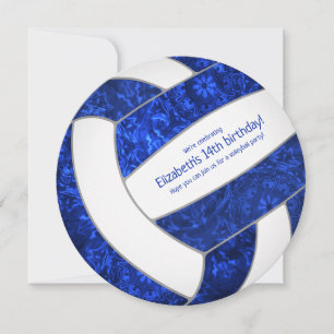 Faire-part fête d'anniversaire de volley-ball blanc bleu