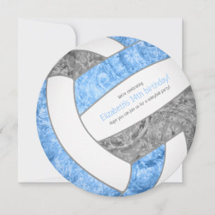 Faire-part fête d'anniversaire de volley-ball gris clair
