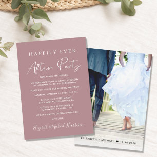 Faire-part Fête de Mariage Dusty Rose Photo "Heureux pour Tou
