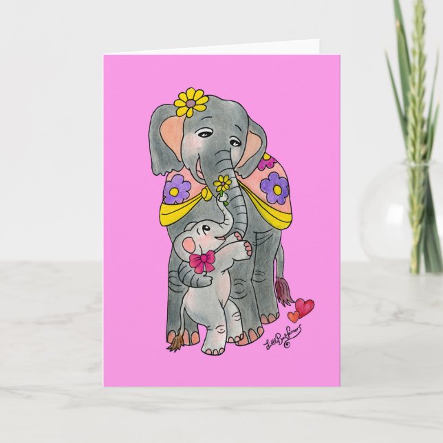 Faire-part Fête des mères et de la fille des éléphants espagn (Devant)