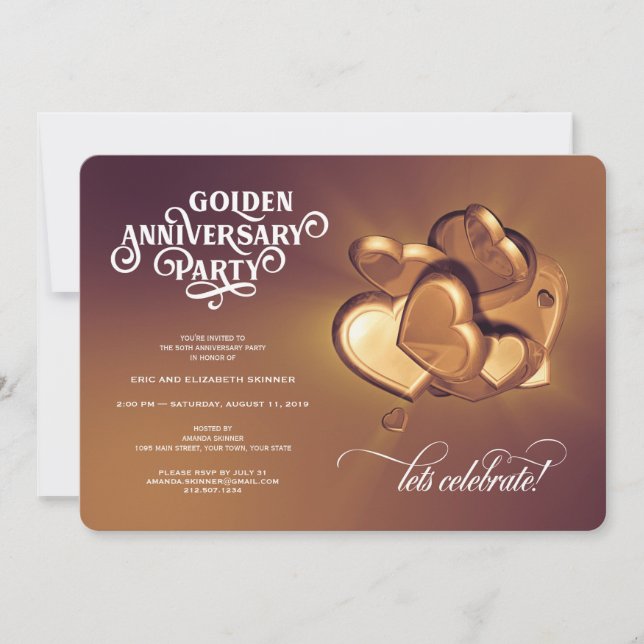 Faire-part Fête du 50e anniversaire de mariage (Version 3) (Devant)