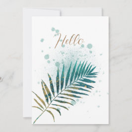 Faire-part Feuille tropicale blanche turquoise et or