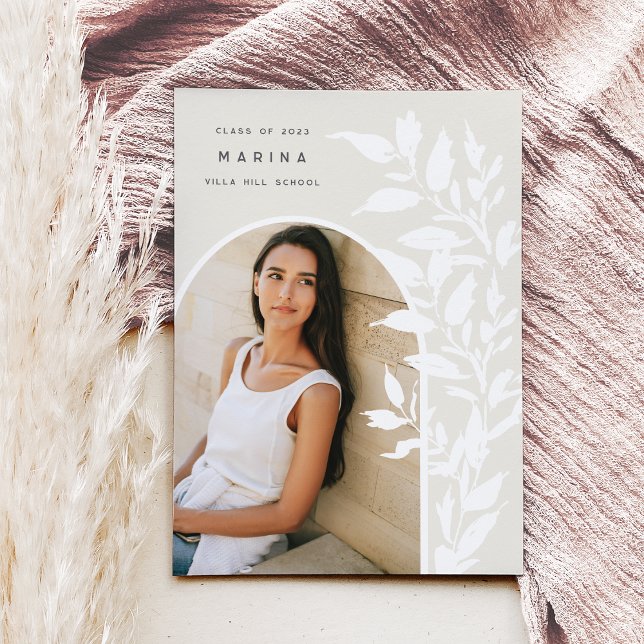 Faire-part Feuilles délicats | Diplôme photo (Créateur téléchargé)