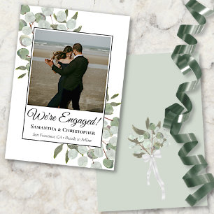 Faire-part Fiançailles de mariage au eucalyptus à l'aquarelle